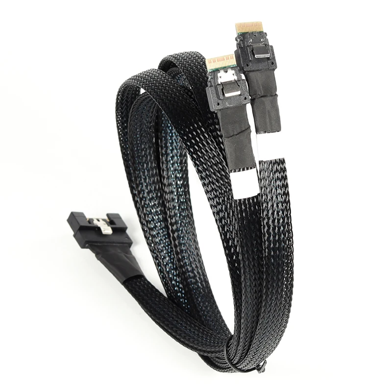 

Slimline SAS SFF-8654 8I Anti-skew Plug-in to 2X SFF-8654 4I Server Cable 0.5/1m