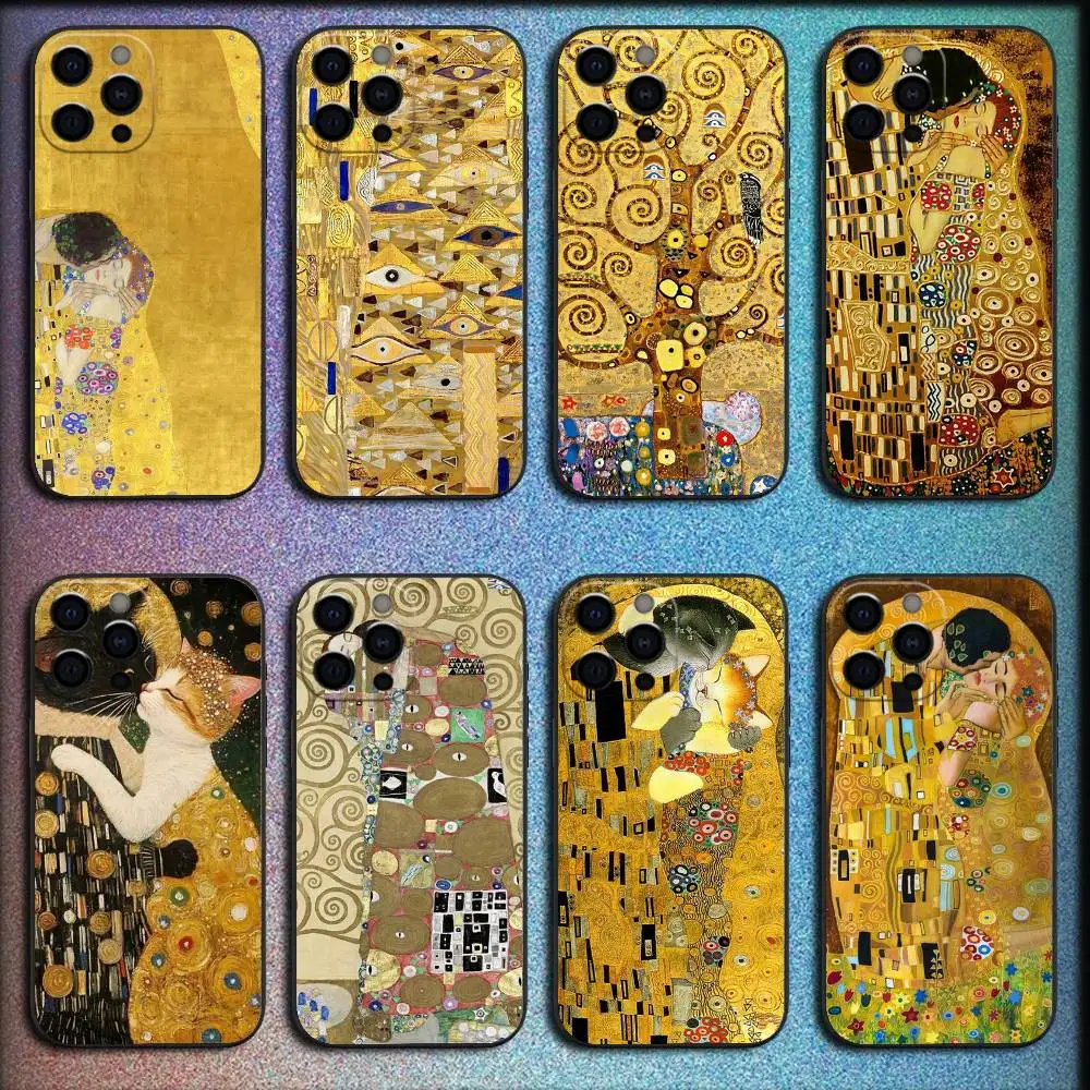 

The Art of Gustav Klimt Phone Case For iPhone 16,15,14,13,12,11,Pro,XS,Max,XR,Plus,E,SE4,Mini Shockproof Black Cover
