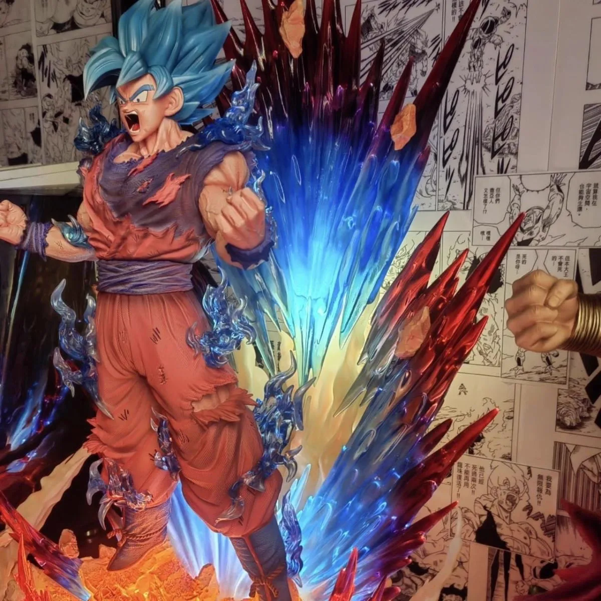 45 センチメートルドラゴンボール悟空超サイヤ人神超サイヤ人アニメフィギュアモデル像ボーイズコレクションデスクトップ装飾装飾おもちゃ