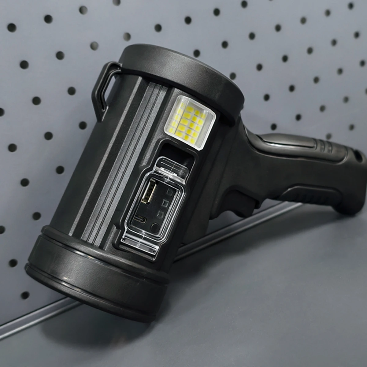 Taktischer Handheld-Suchscheinwerfer, Outdoor-Camping, Abenteuer, Überlebensausrüstung, Schnellzug-Taschenlampe, Notfall mit Solar-Ladegerät