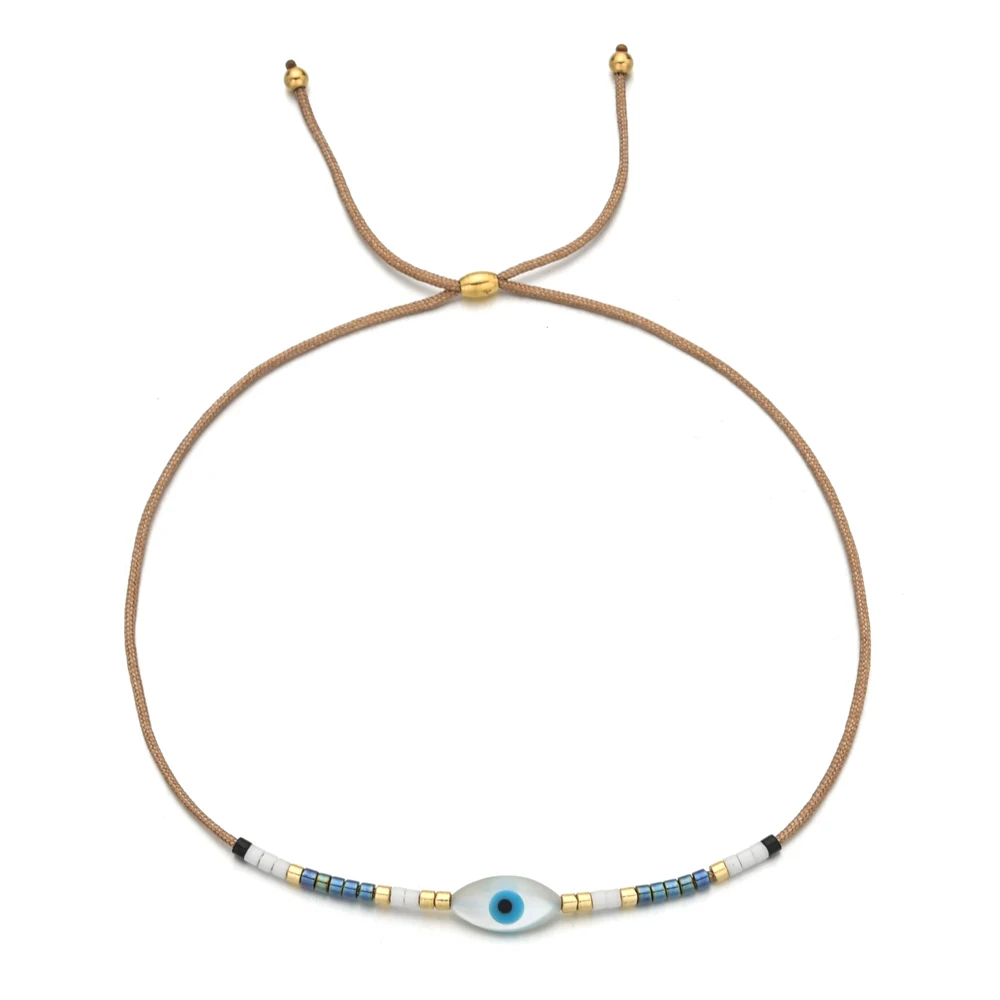 

ZMZY браслет в стиле бохо с тонким бисером и ракушкой от сглаза для женщин, изящные минималистичные модные украшения для девочек