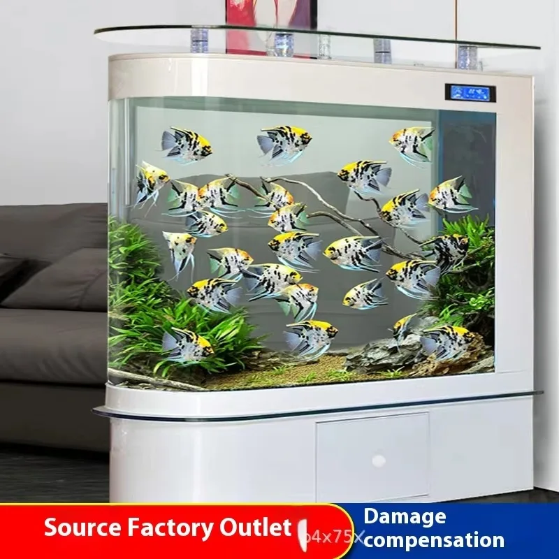2026 Ultra Clear Glass Fish Tank Large Aquarium With Filtration Lighting Transparent Panoramic Living Room Decoration for Fish