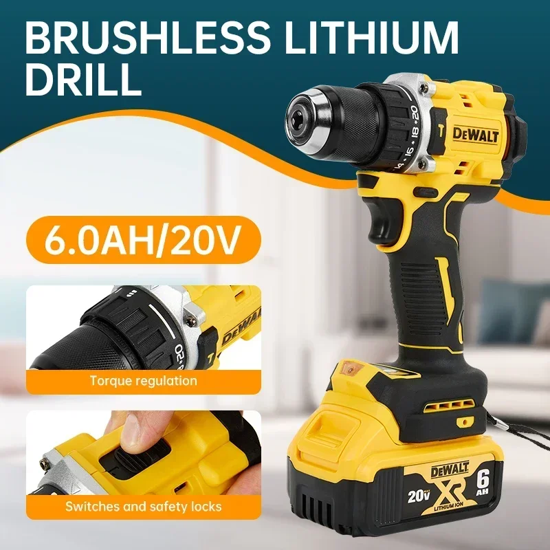 DEWALT DCD805 20V MAX سائق مثقاب مطرقي لاسلكي: 1/2 بوصة تشاك، أداة عارية للطاقة القابلة لإعادة الشحن، مجموعة مثقاب كهربائي متعددة الاستخدامات