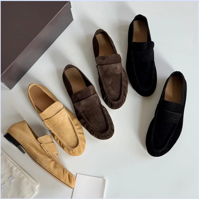 26 year new genuine leather comfortable and simple loafers, retro old money style versatile single shoes