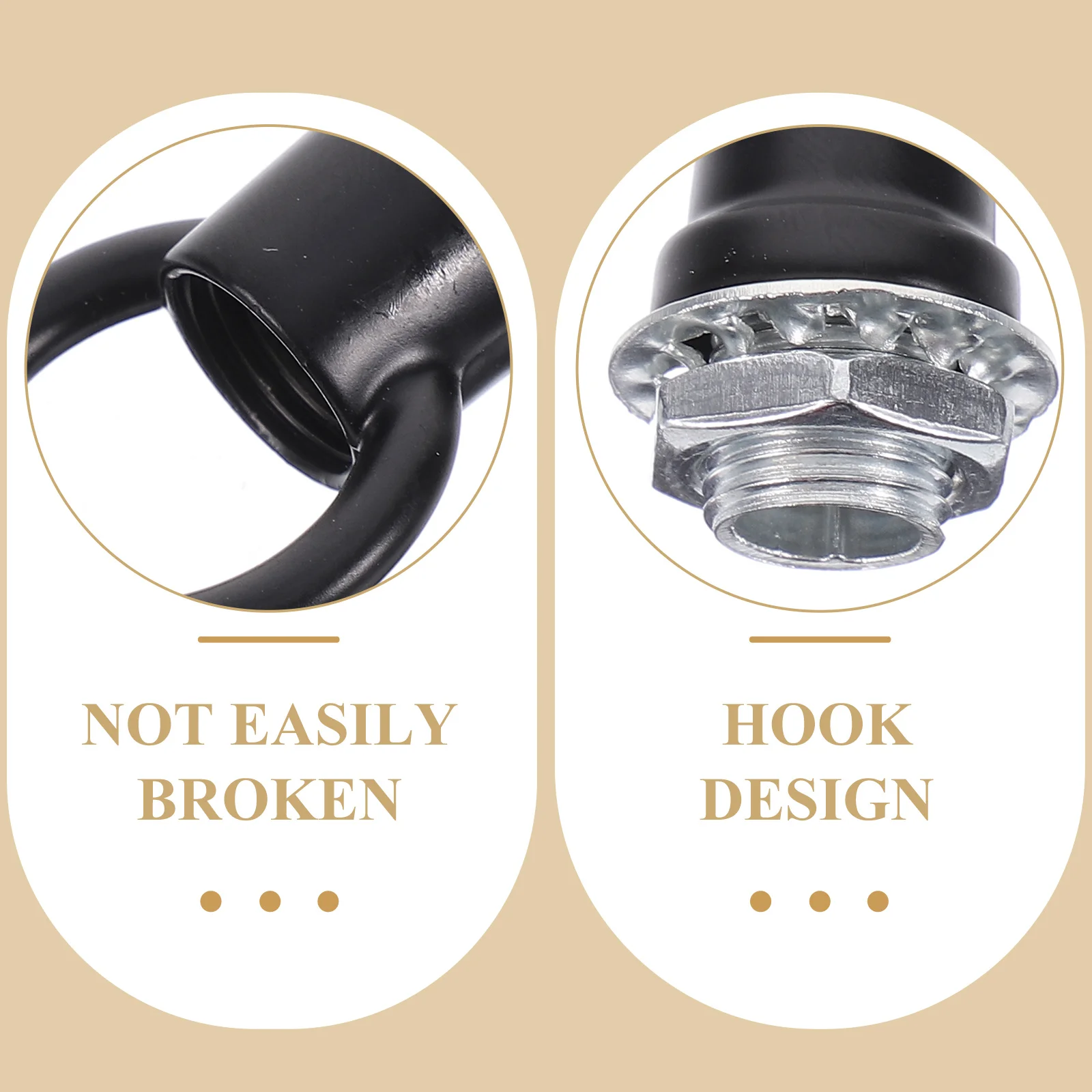 

6pcs M10 Load-bearing Hooks Black Eye Nuts for Hanging Lamp Chandelier Light Fixture DIY Parts Heavy Duty Closed Hook Rings
