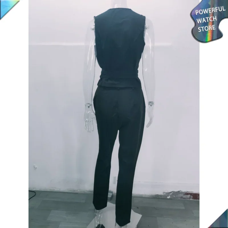 Temperament Tank Top and Pants Set 2023 Summer New Waist Closing Sexy Vest and Pencil Pants Two Piece Suit Women Daily Commuting