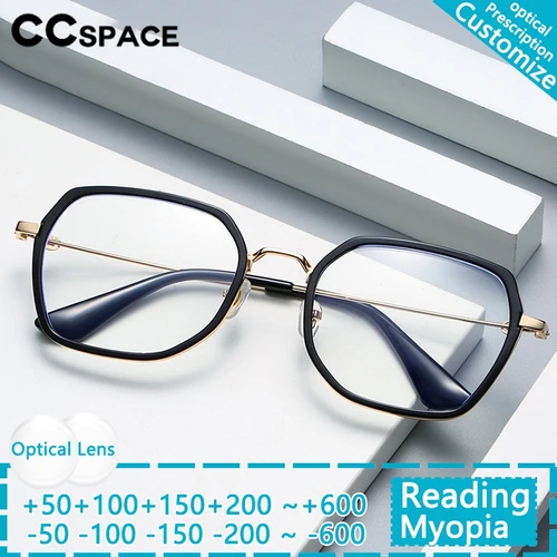 Gafas de lectura poligonales Vintage para hombre y mujer, lentes de lectura con bloqueo de luz azul, montura de gafas TR90 de Metal a la moda, gafas graduadas ópticas