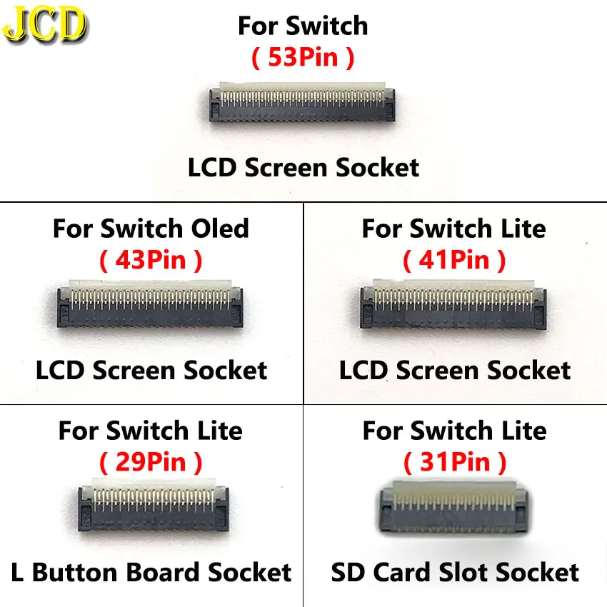 JCD 29/31/41/43/53 pines FPC hembra placa base pantalla LCD Cable flexible Clip conector de cinta para interruptor NS Lite OLED