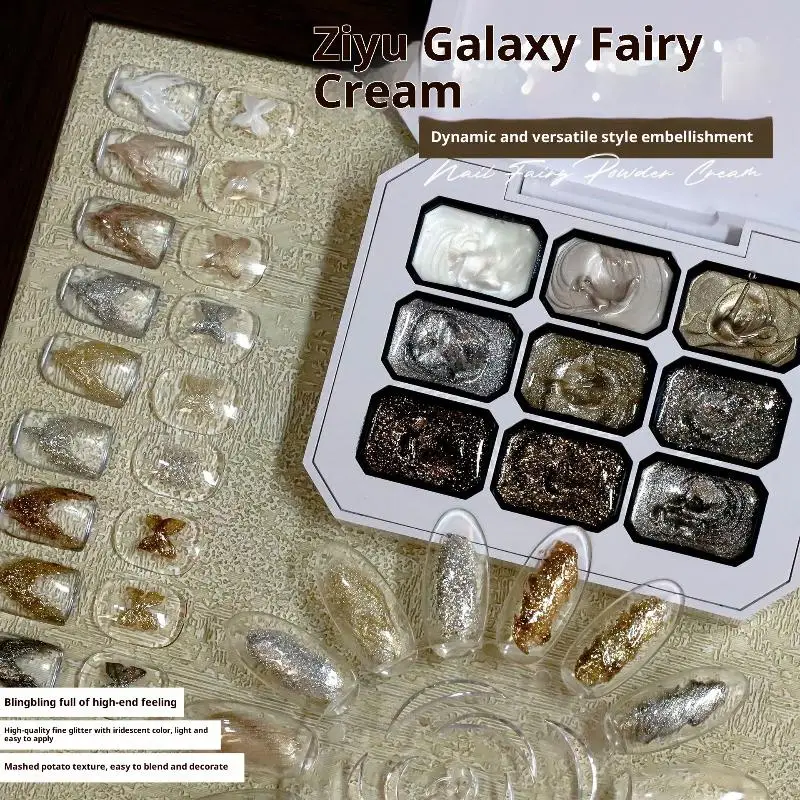 กาวติดเล็บ 9 สี 1 ชิ้น - กาวเพชรแบบแตก - กาวน้ำมันเล็บที่ทนทานสำหรับตกแต่งเล็บ DIY