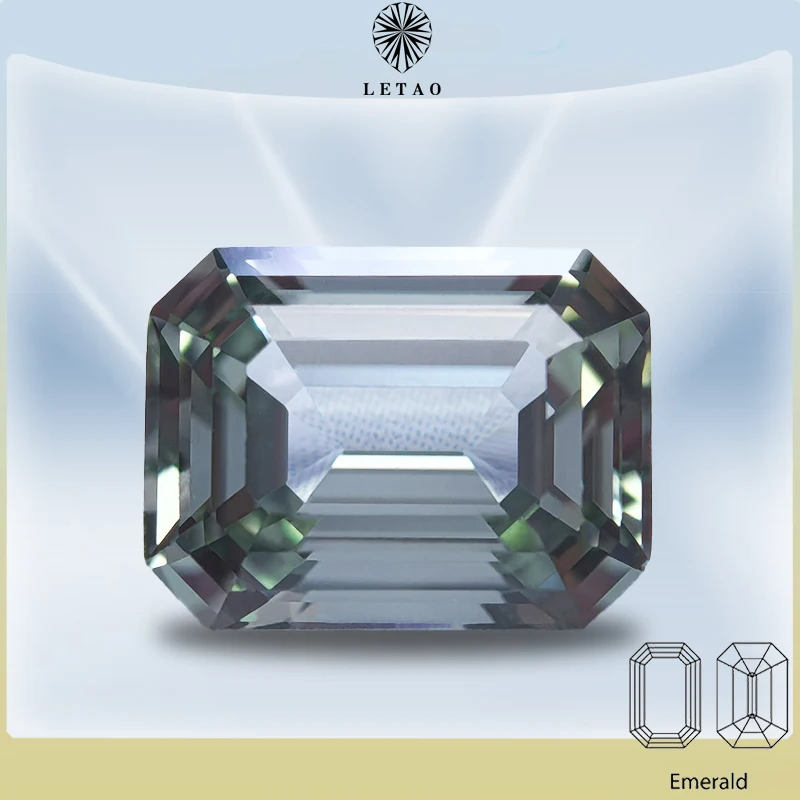 

Lab Grown Sapphire Emerald Cut Green Color Gemstone for Charms DIY Ring Necklace Earrings Materials Selectable AGL Certificate