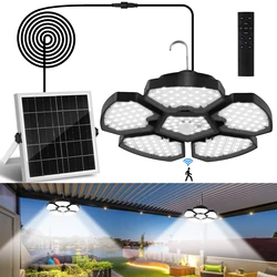 156LEDS Solar Shed Light Solar Pendant Light For Indoor Outdoor Solar Lamp With Remote Control for Barn Gazebo Garage 6000k