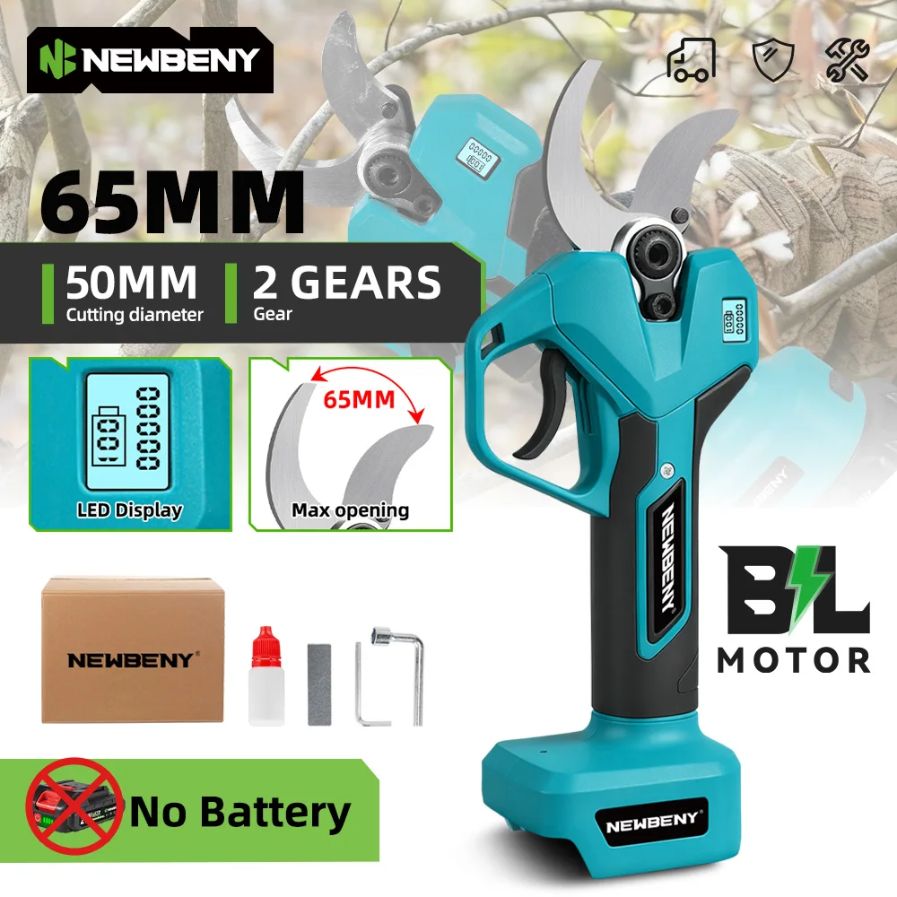 YOFIDRA 65MM Akumulatorowe Nożyce Elektryczne do Przycinania 2 Biegi Ręczne Nożyce do Cięcia Gałęzi Drzew Narzędzia Elektryczne Kompatybilne z Akumulatorami Makita