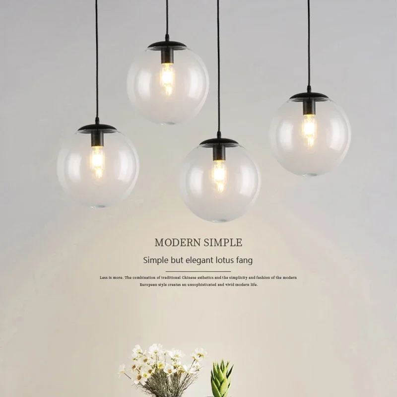 

Nordic pendant lamp single glass ball pendants restaurant bar clothing store creative personality cafe clear glass pendant bulbs