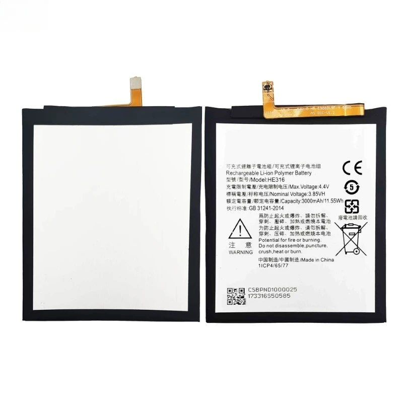 HE316 High Quality Phone Battery 3.85V 3000mAh For Nokia 6 TA-1000 TA-1003 Brand New Replacement Battery