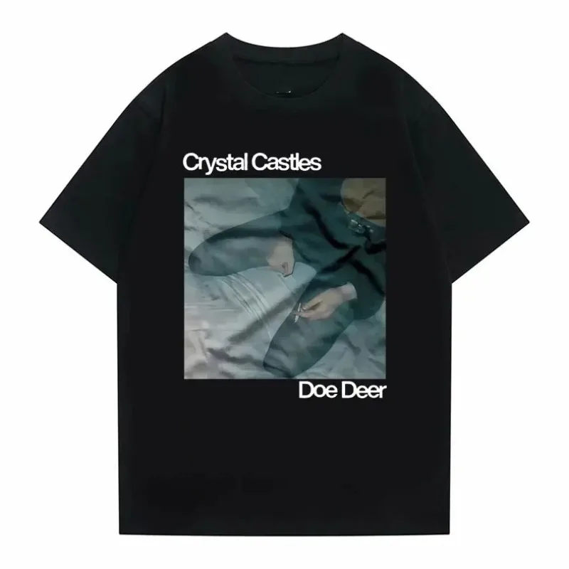 Crystal Castles Doe Deer Graphic Print T Shirts Men's Hip Hop Casual Vintage T Shirt Men Women Gothic Rock Oversized T-shirts