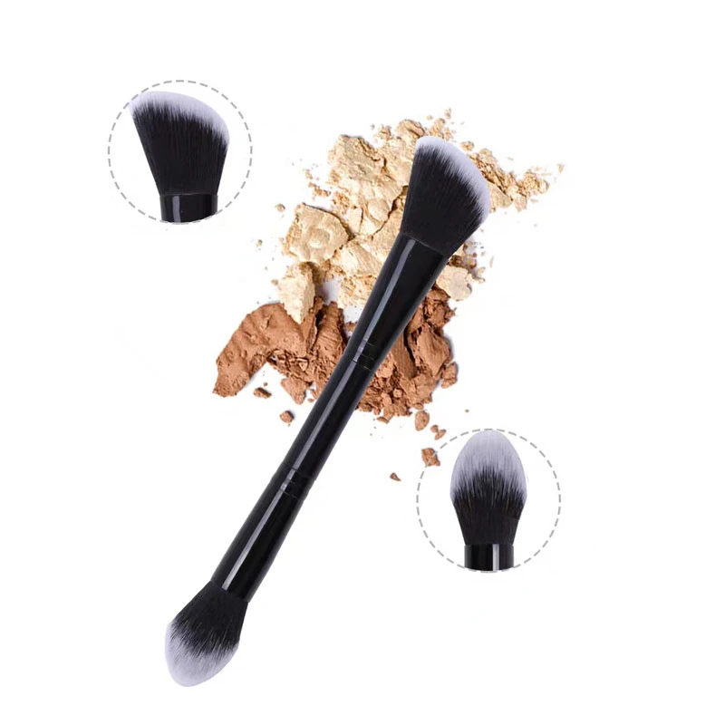 Pinceaux de maquillage à double extrémité, brosse de réparation du visage, brosse de contour pour crème liquide, poudre, outils cosmétiques de beauté du visage