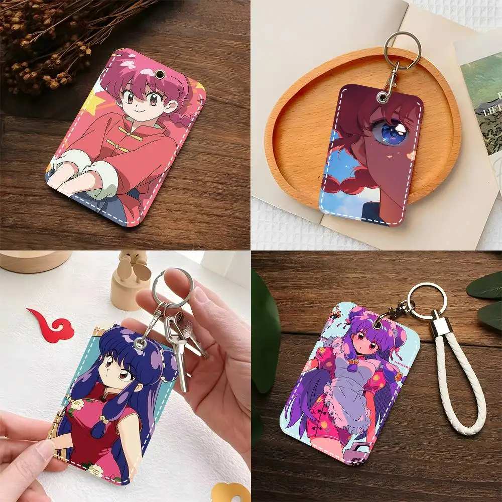 

1 шт. Аниме-брелок для карт R-Ranma, кожаный чехол-держатель для карт, брелок для ключей