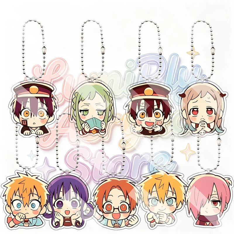 Q Version Toilet-bound Hanako-kun Kawaii Cartoon Acrylic Keychain Anime Character Double Sided 5cm Pendant Decor for Bag Car Toy