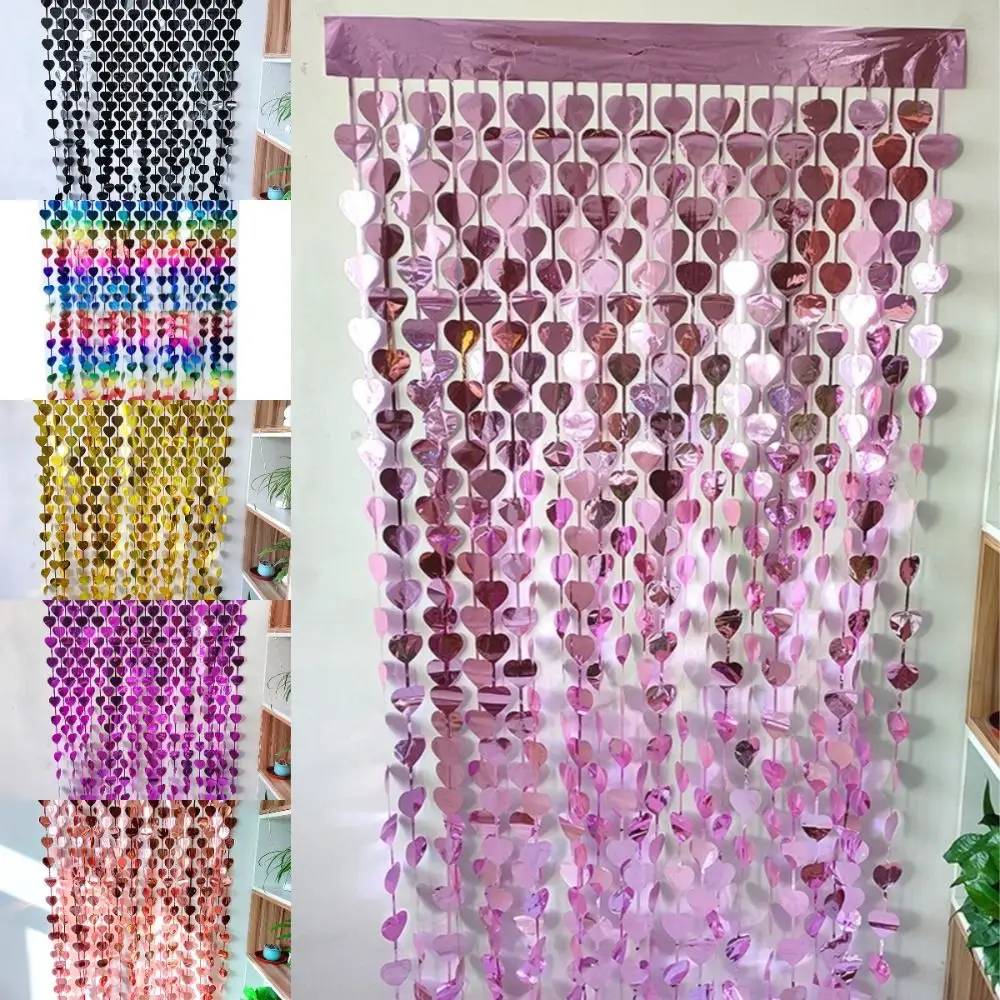 Glitter Party Door Curtain Valentine\'s Day Fringe 1x2m Love Wall Backdrop Shimmer Wedding Decor Birthday Decoration