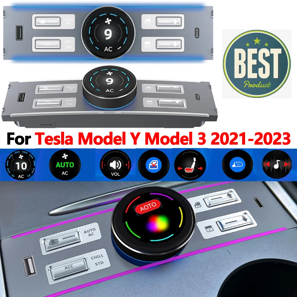

Multifunction Hub For Tesla Model Y/3 21-23 LCD Intelligent Control Expansion Dock Car Adapter Passenger Seat AC Control Knob