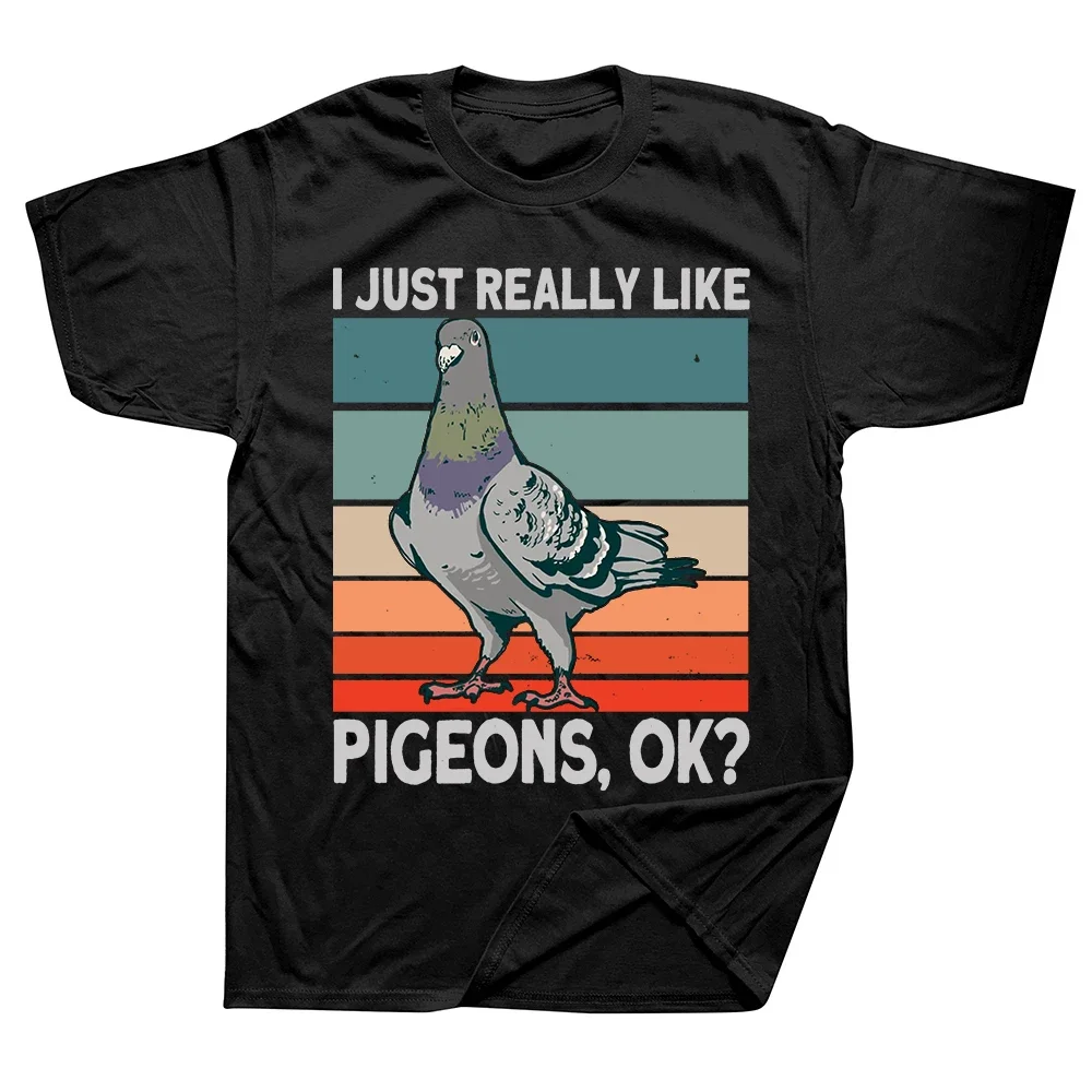 Clothing Casual Basic T-shirts I Just Really Like Pigeons Ok Funny Bird T Shirt Tee Tops Round Neck Short-Sleeve Fashion  Sleeve