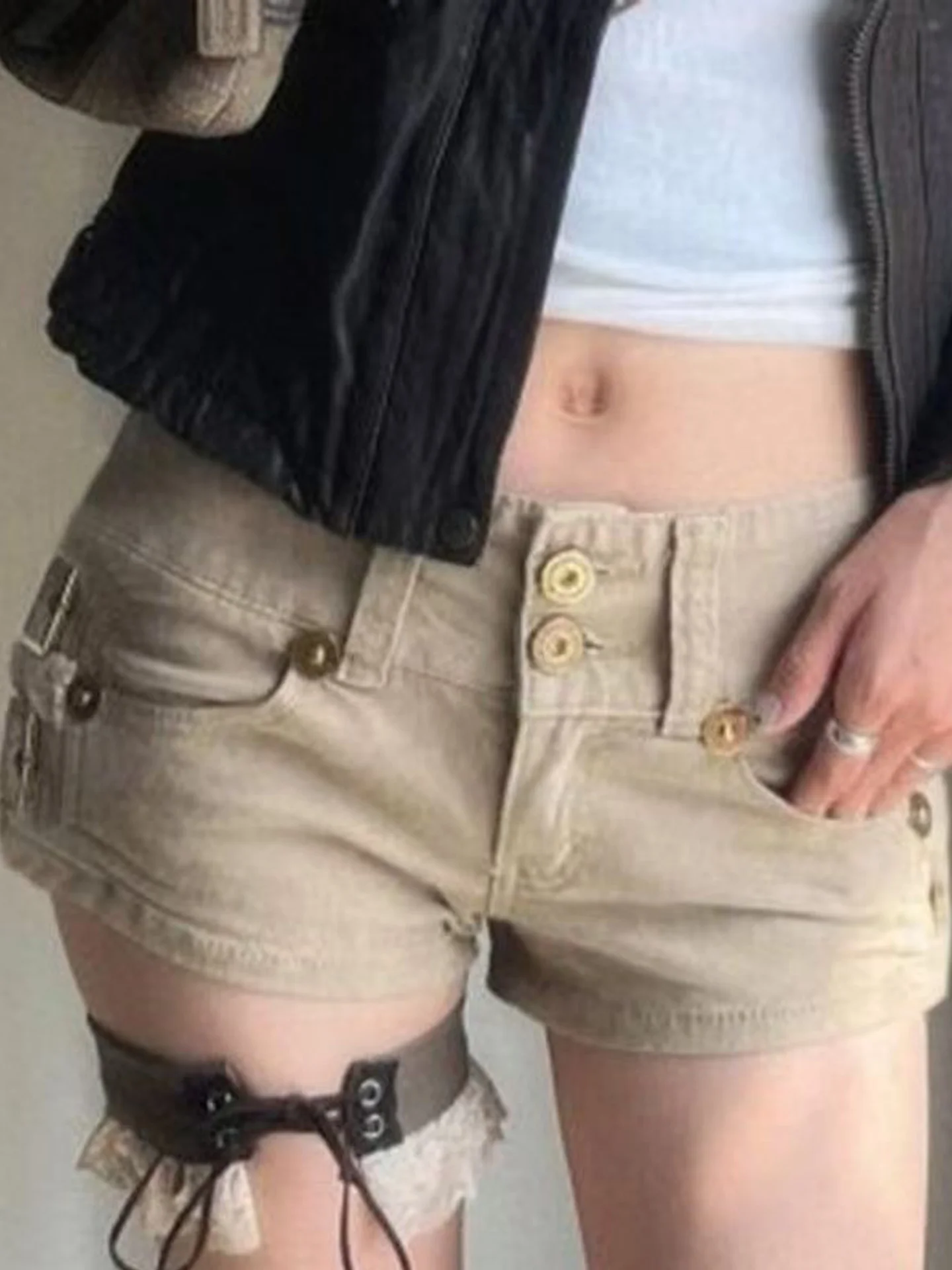 

American Style Low Waist Super Short Jeans Women's Summer New Casual Pants Lengthening Leg Effect Slimming Sexy Casual Trousers