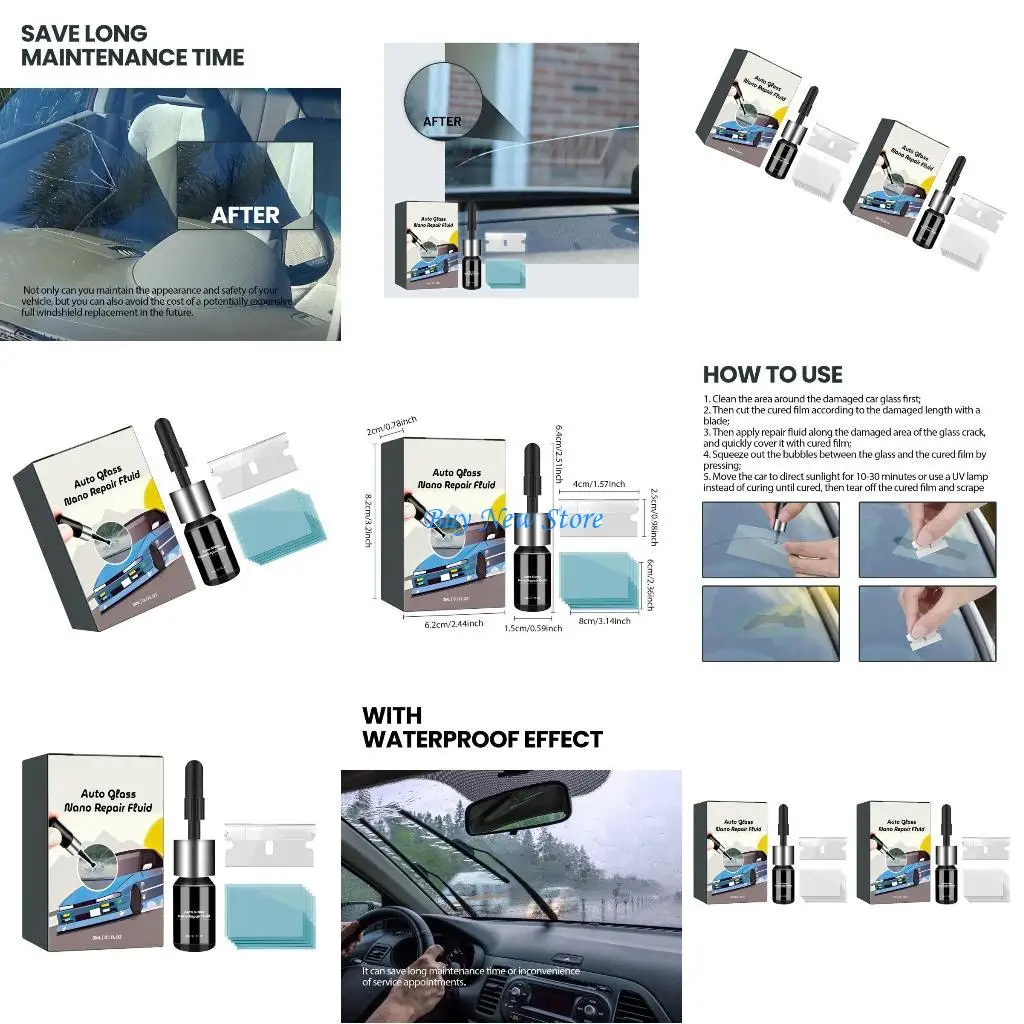 

20CE Car Glass Crack Repair Scratch Remover Auto Glass Nanos Repair Fluid 30ml