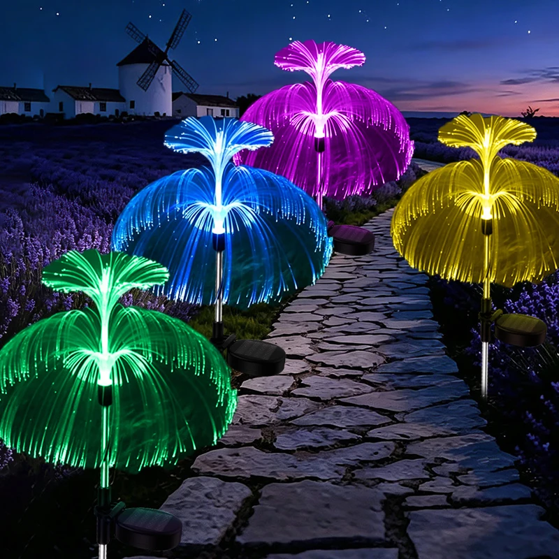 Solar Jellyfish Sway Lights 7Color Change Fiber Solar Lawn S