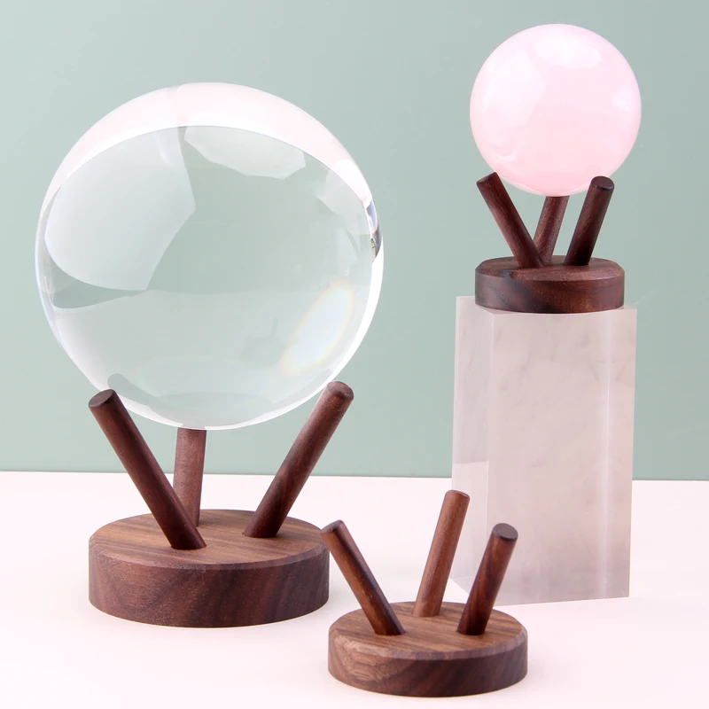 New arrive Wood octagon Crystal Ball Stand Display Rack Sphere Holder Glass Ball Base