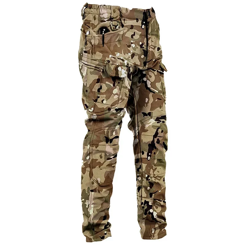 Tactische Mannen X7 Softshell Fleece Winddichte Waterdichte Camo Gevechtsbroek Grote Zak Slijtvaste Trekkingcargobroek