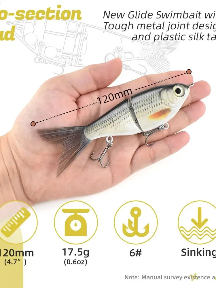 4 Zoll glatter und strukturierter Körper mit Faserschwanz Single Joint Glide Bait Shad Kunstköder Angelköder Langsam sinkender Kunststoffköder – Detail 2