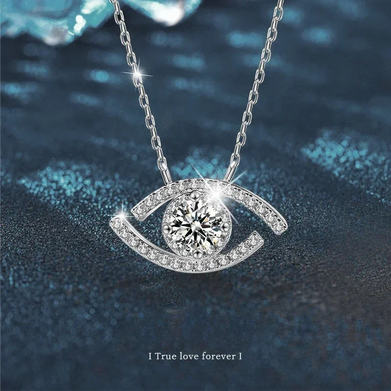 

Brilliant Devil's Eye 0.5Carat Moissanite Diamond Pendants Necklace for Girl, Platinum PT950 Women's Birthday Gift Fine Jewelry