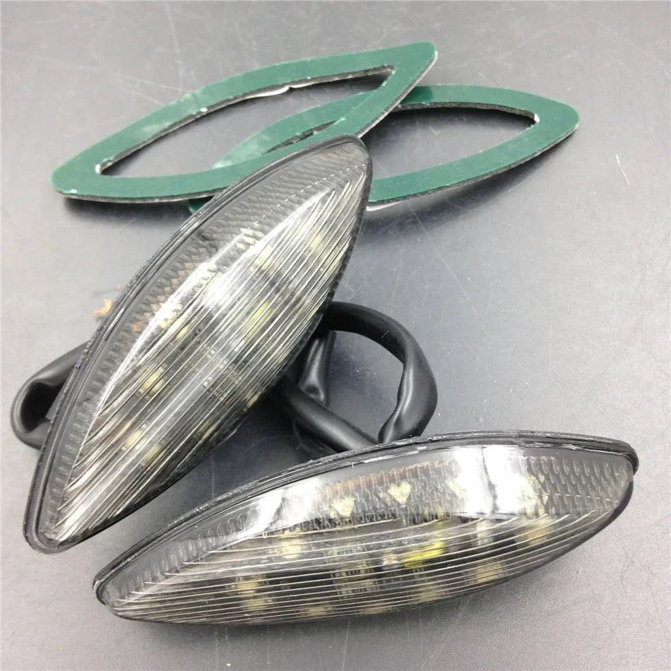 Motorcycle LED Flush Mount Turn Signal Lens Mirror Block Base Plate for Kawasaki 2006-2007 ZX14 / ZX14R