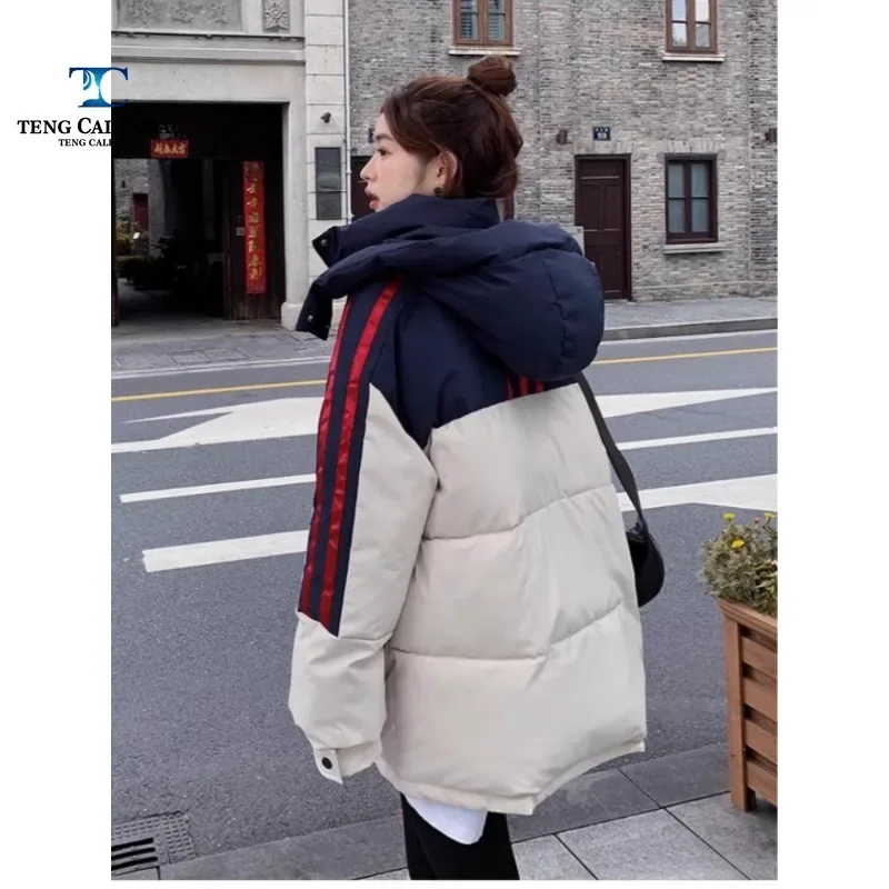 This Year's Best-selling Spliced Hooded Down Jacket, Women's Winter New 2024