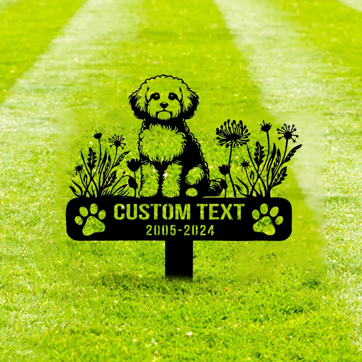 Custom Maltipoo Dog Memorial Stake, Dog Stake Metal Sign, Personalized Pet Outdoor Stake, Animal Garden Stake, Maltipoo Yard