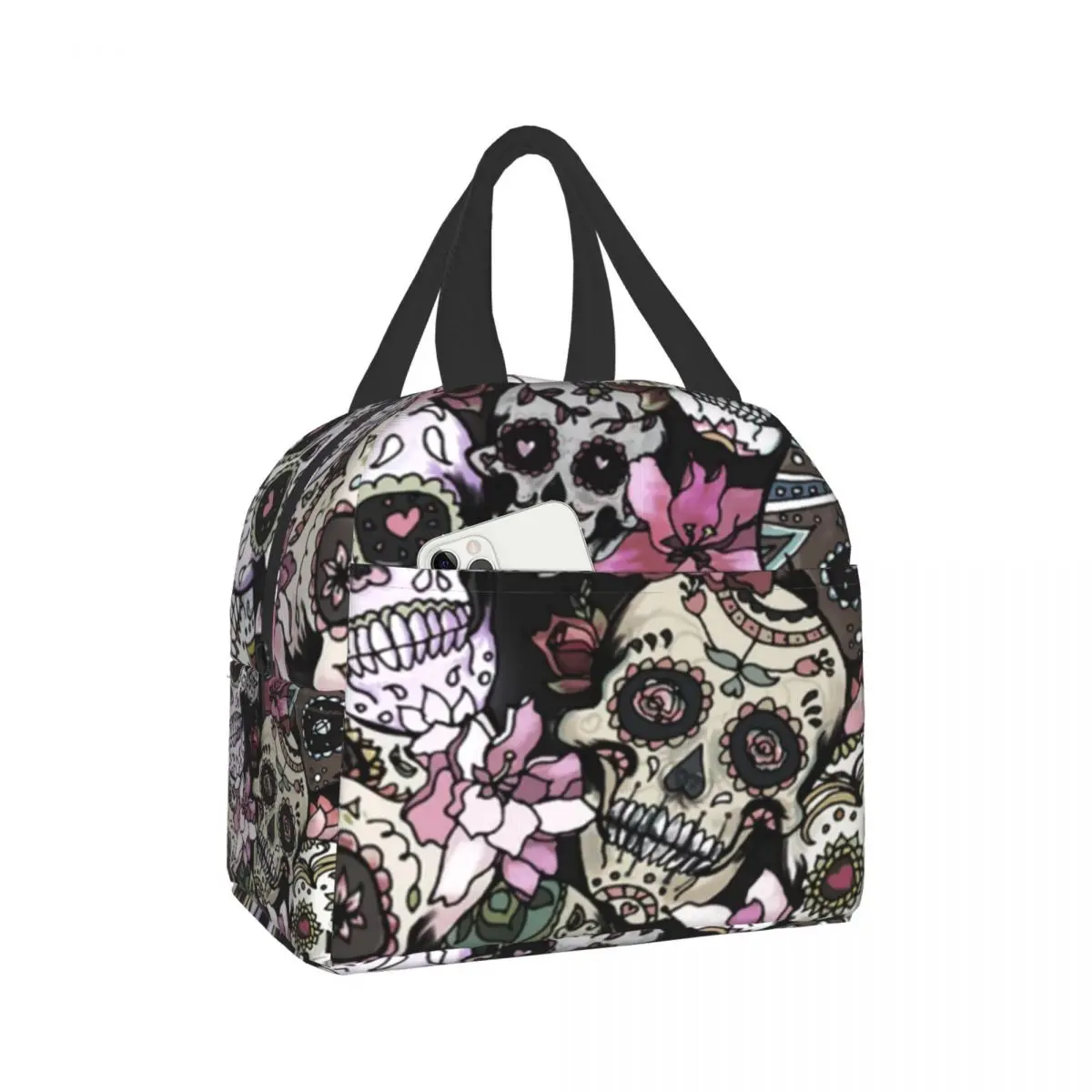 Insulated Lunch Bag Thermal Woman Skull Tote Bags Cooler Picnic Food Lunch Box Bag For Kids Women Girls Men Children