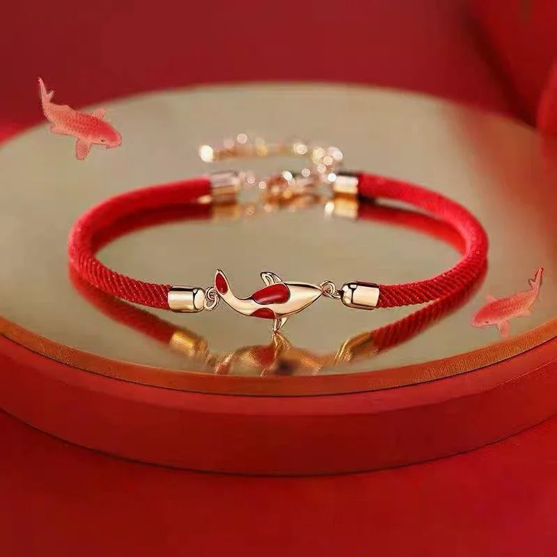 حسن الحظ سوار حبل مضفر كوي سوار سلسلة حمراء هدية عيد الحب زوجين هدية #4