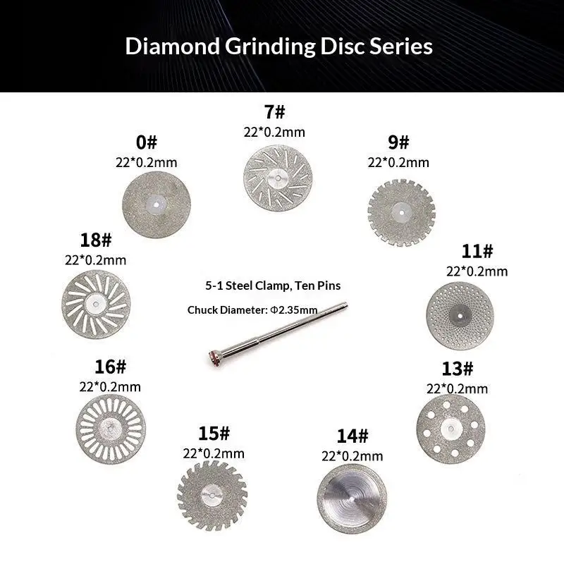 1Pc Laboratory Diamond Cutting Disc 22mm X 0.2mm 2.35mm Shank Perforated Rotary Grinding Wheel For Precision Lab Use