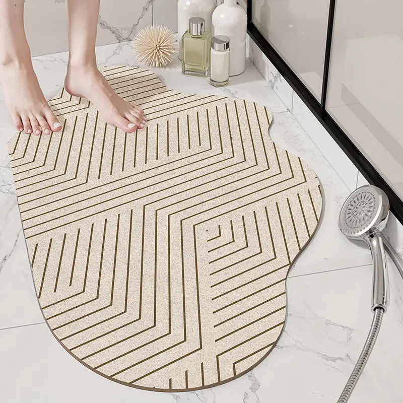 

Modern Geometric Line Wire Loop Bath Mat Dust-Resistant Non-slip Waterproof Easy-to-Clean for Bathroom Floor