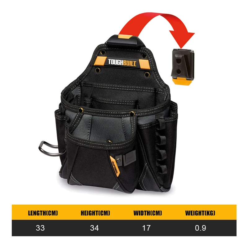 TOUGHBUILT TB-CT-01 Contractor Pouch Large Woodworking Quick Hang Multifunctional Tool Bag Large Capacity Tool Kit