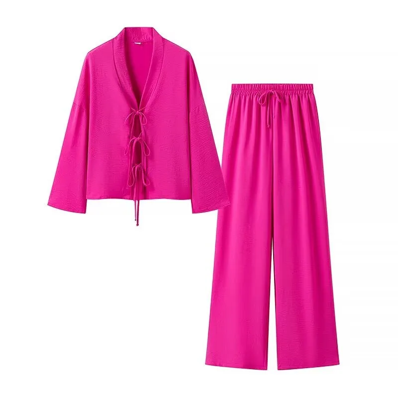 طقم جديد 2025 للسيدات من Faion irt وبنطلون مكون من قطعتين طويل Sve V-Ne مصنع صيني من مزيج البوليستر #3