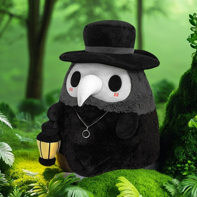

20cm Plague Doctor Soothing Doll Bird Beak Doll Night Light Plush Toy Healing Crow Doll Epidemic Nurse