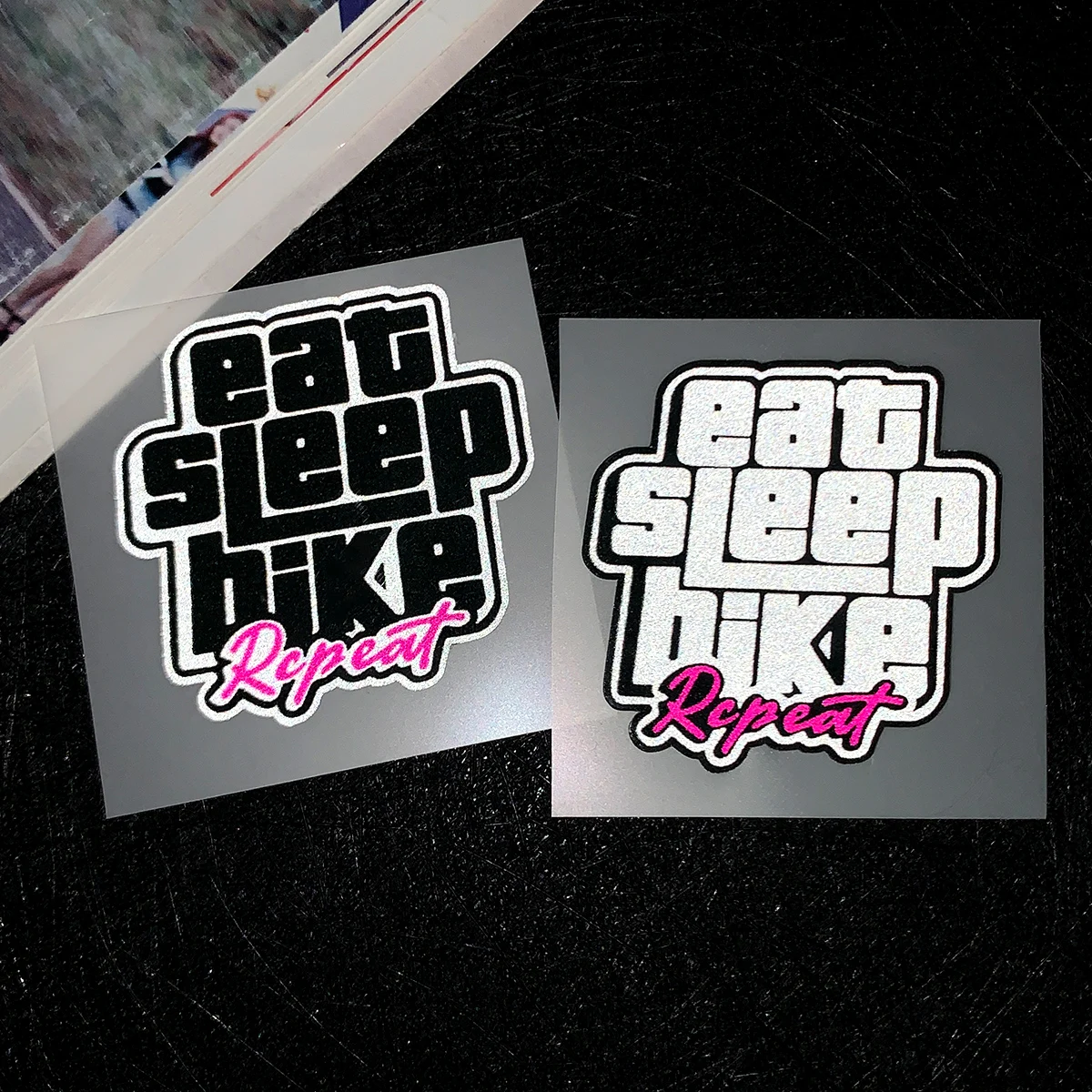 Stiker dekoratif "makan sepeda tidur" yang dipersonalisasi, helm, dan alat pelindung cocok untuk bodi sepeda