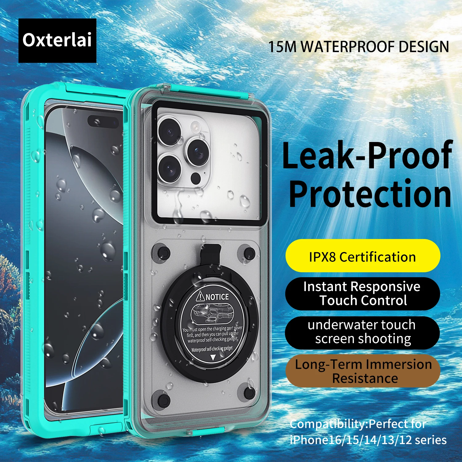 15 meter diepe waterdichte telefoonhoes, geschikt voor 6,9-inch apparaten, geschikt voor iPhone, Samsung, Redmi, enz., Vivo, Google, Oppo