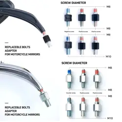 Motorcycle Mirror Handlebar Accessories Bolt Screw 8mm to 10mm, Thread Adapter for Motorbik E-Bike Scooter Moped Supermoto