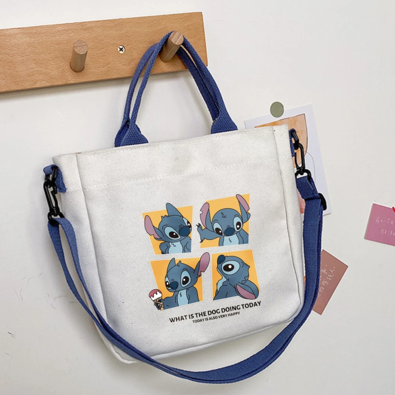 

Playful Stitch Print Canvas Bag Large Capacity Women's Shoulder Bag Stitch Theme Crossbody Handbag For Women Shopping Commuting