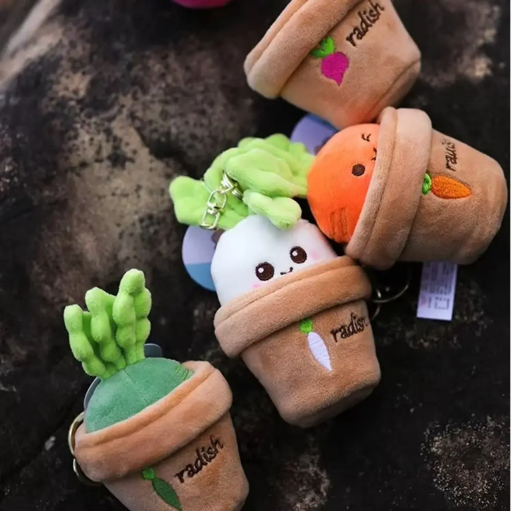 Creative Grass Potted Carrot Keychain Bag Charm Cartoon Radish Pendant 10cm Vegetables Carrot Send Friends