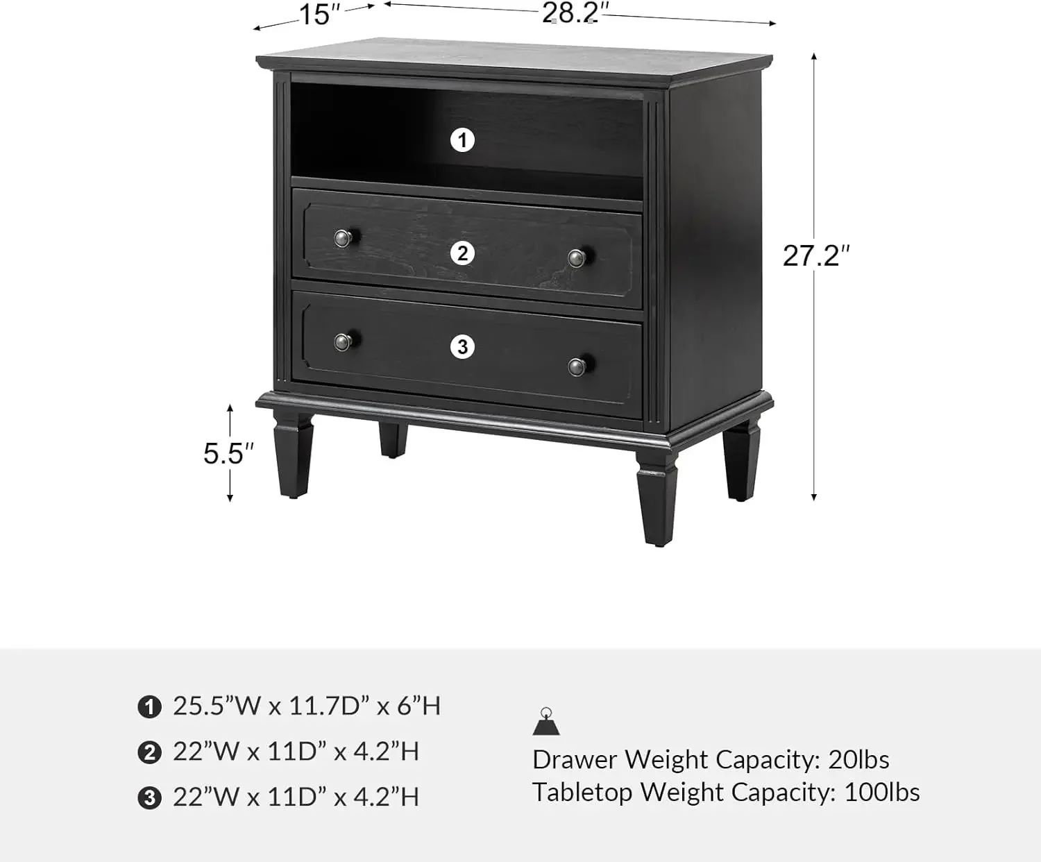 HULALA HOME Farmhouse Nightstand with Charging Station, Set of 2 End Table with USB Ports and Outlets, Fluted Pilasters Bedside