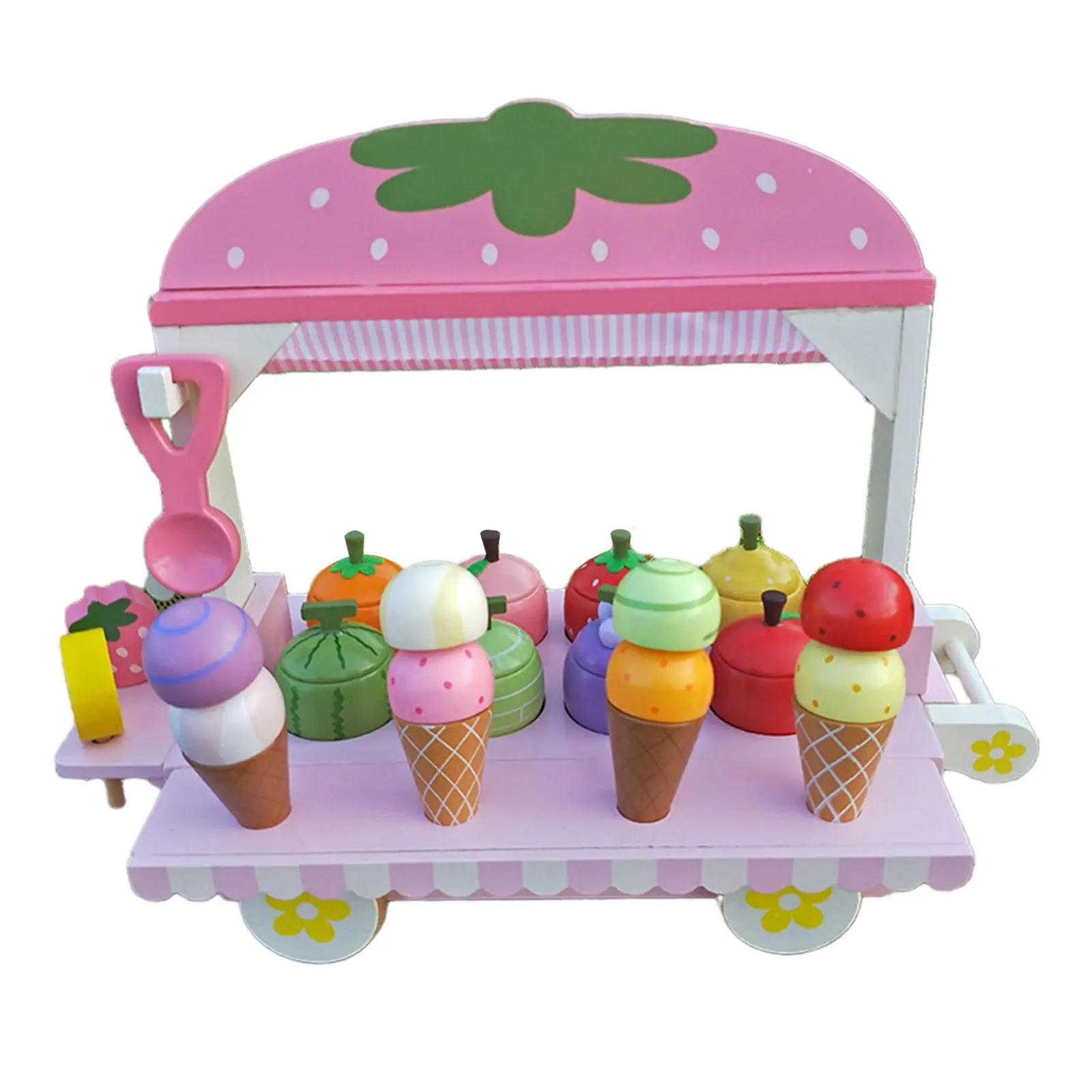 Jouet de chariot de crème glacée en bois pour enfants d'âge alth, jouets éducatifs, jeu de simulation, cadeaux pour garçons et filles