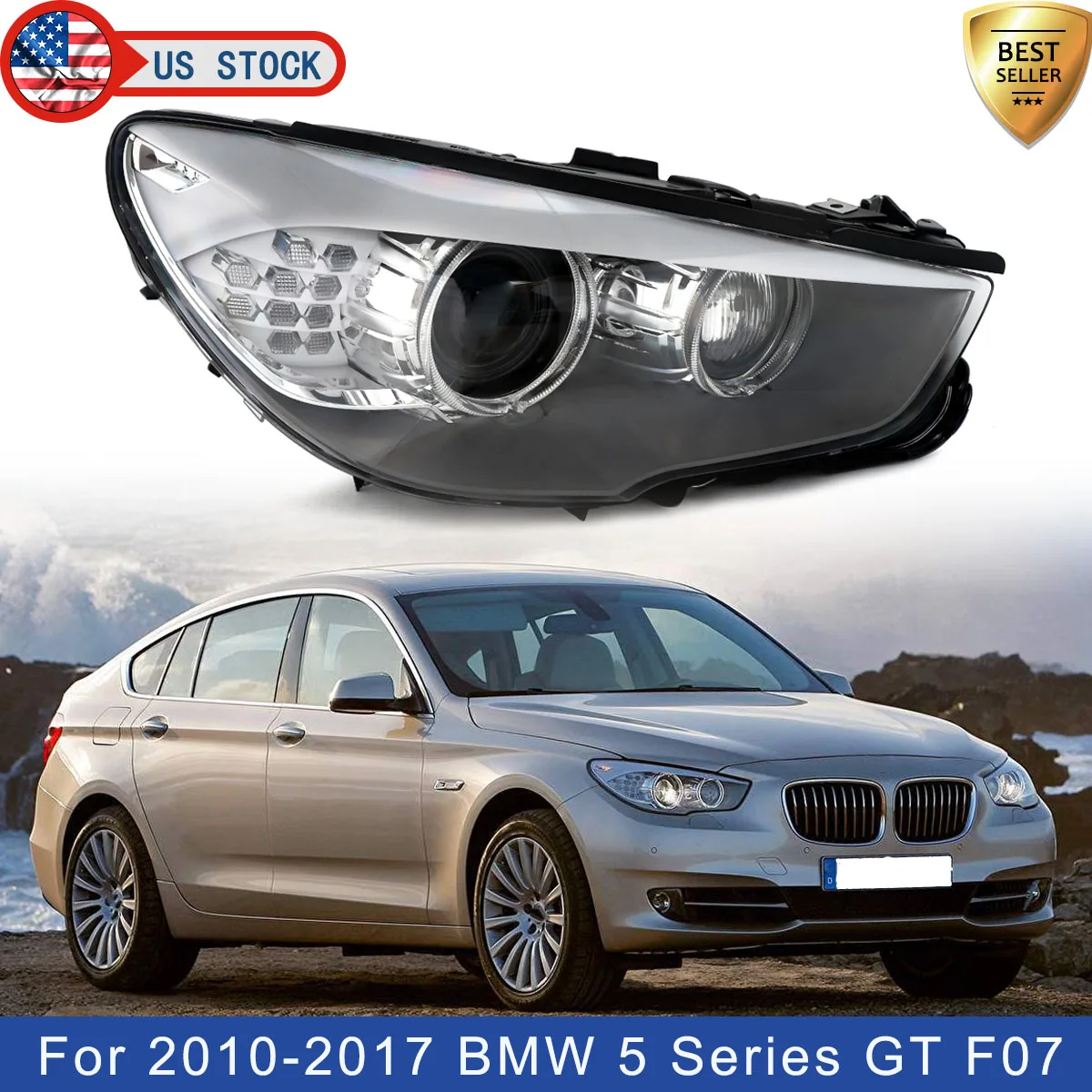 

1PC Left or Right Xenon/HID Headlight Adaptive AFS For 2010-2017 BMW 5 Series GT F07 Headlight Assembly 63127262723 63127262724